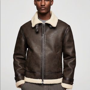 Faux Shearling Aviator Jacket 